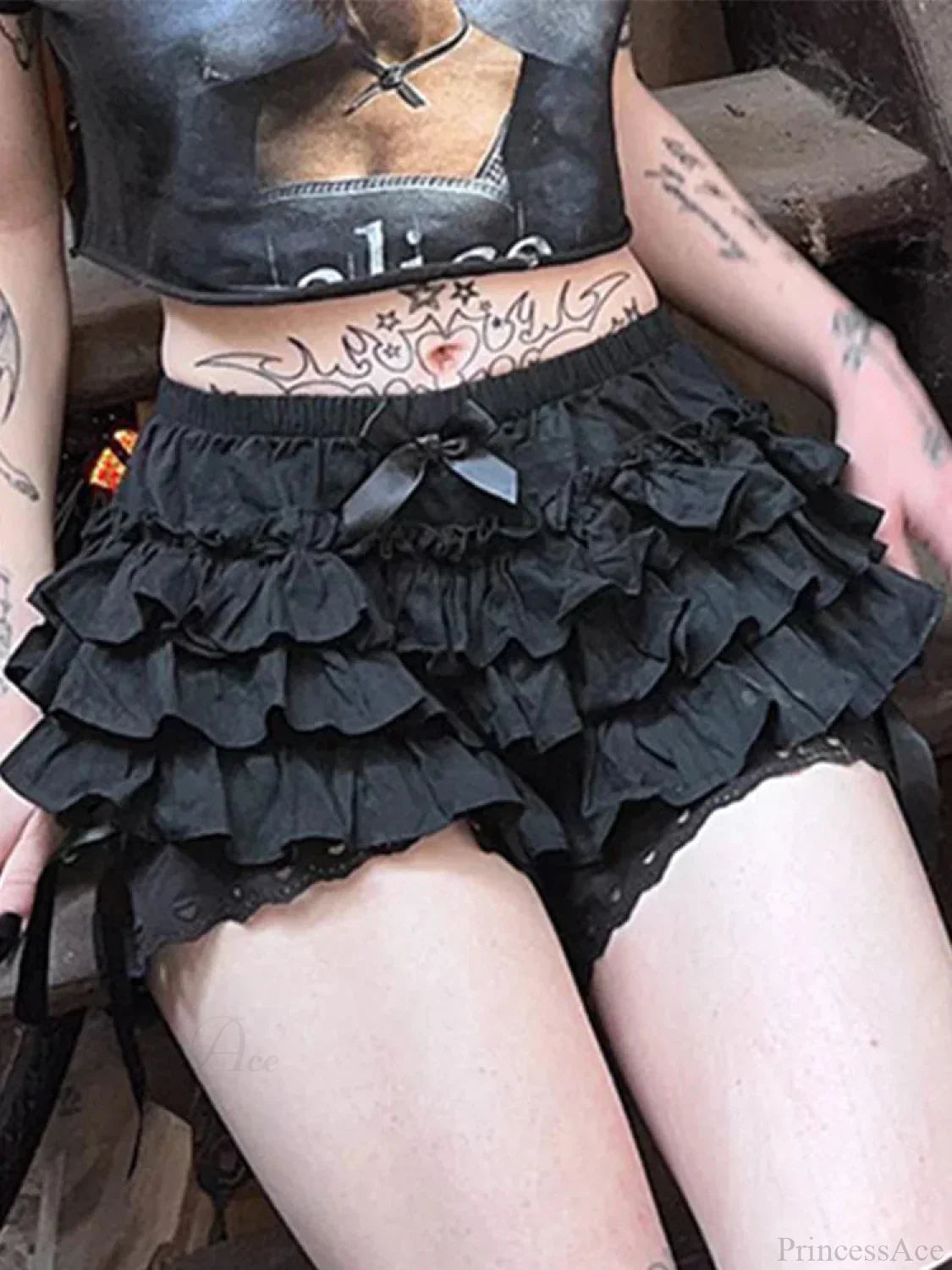 Chuckle Lace Bow Patchwork Skirt