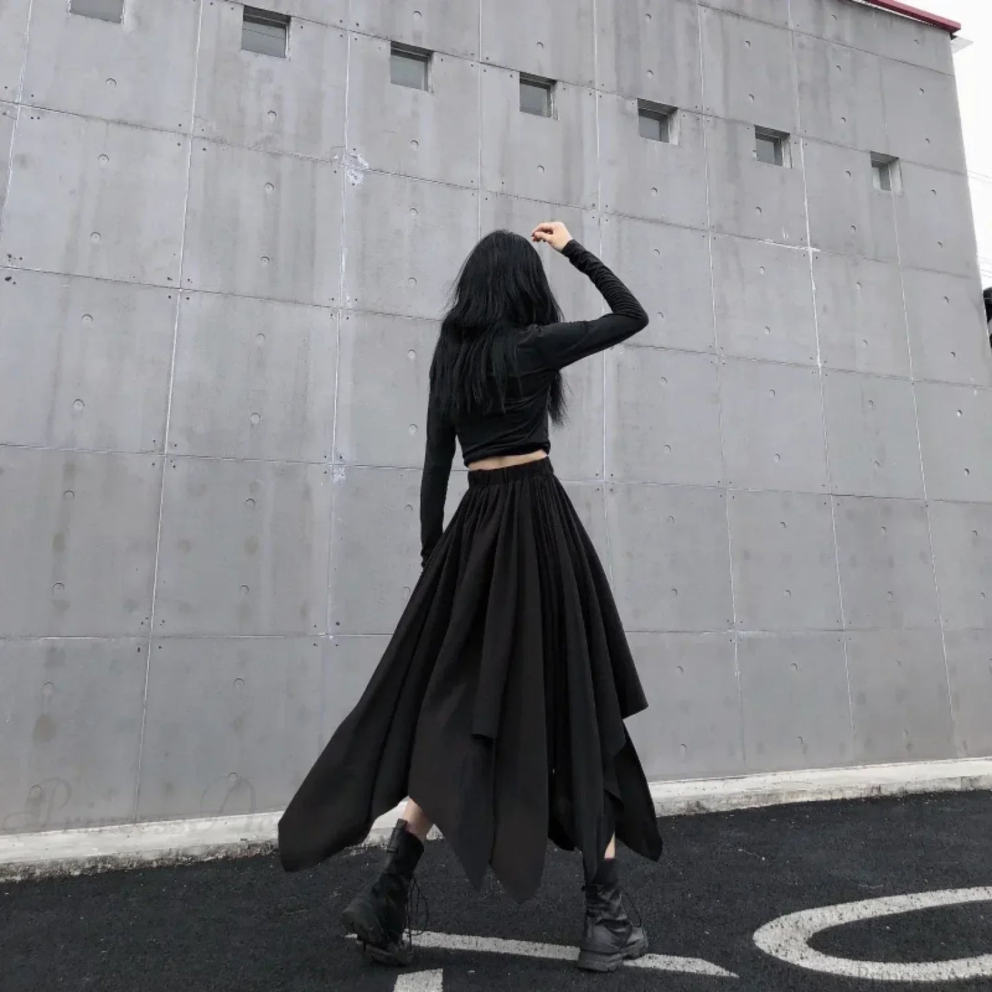 Irregular High Waist Long Skirt