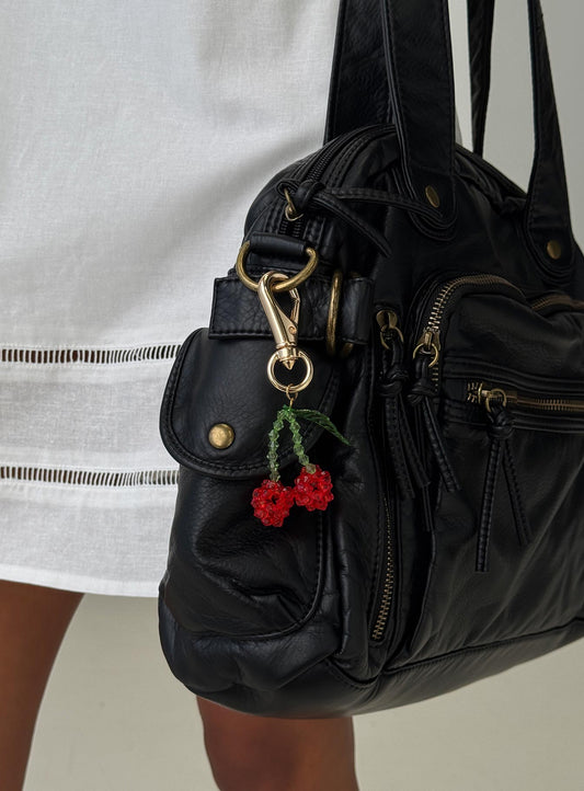 Good Influence Beaded Cherry Keychain Gold / Multi