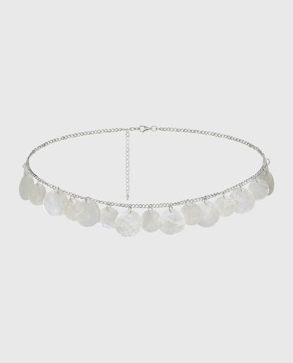 Chasing Sunsets Shell Detail Belt Silver
