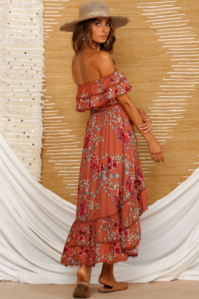 Carlyle Midi Dress Rust