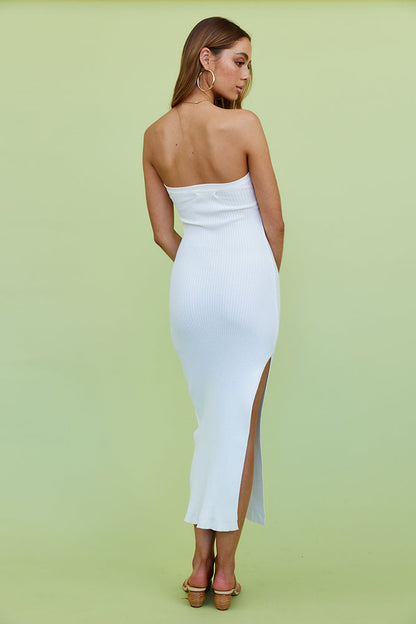 Changed Memories Knit Maxi Dress White
