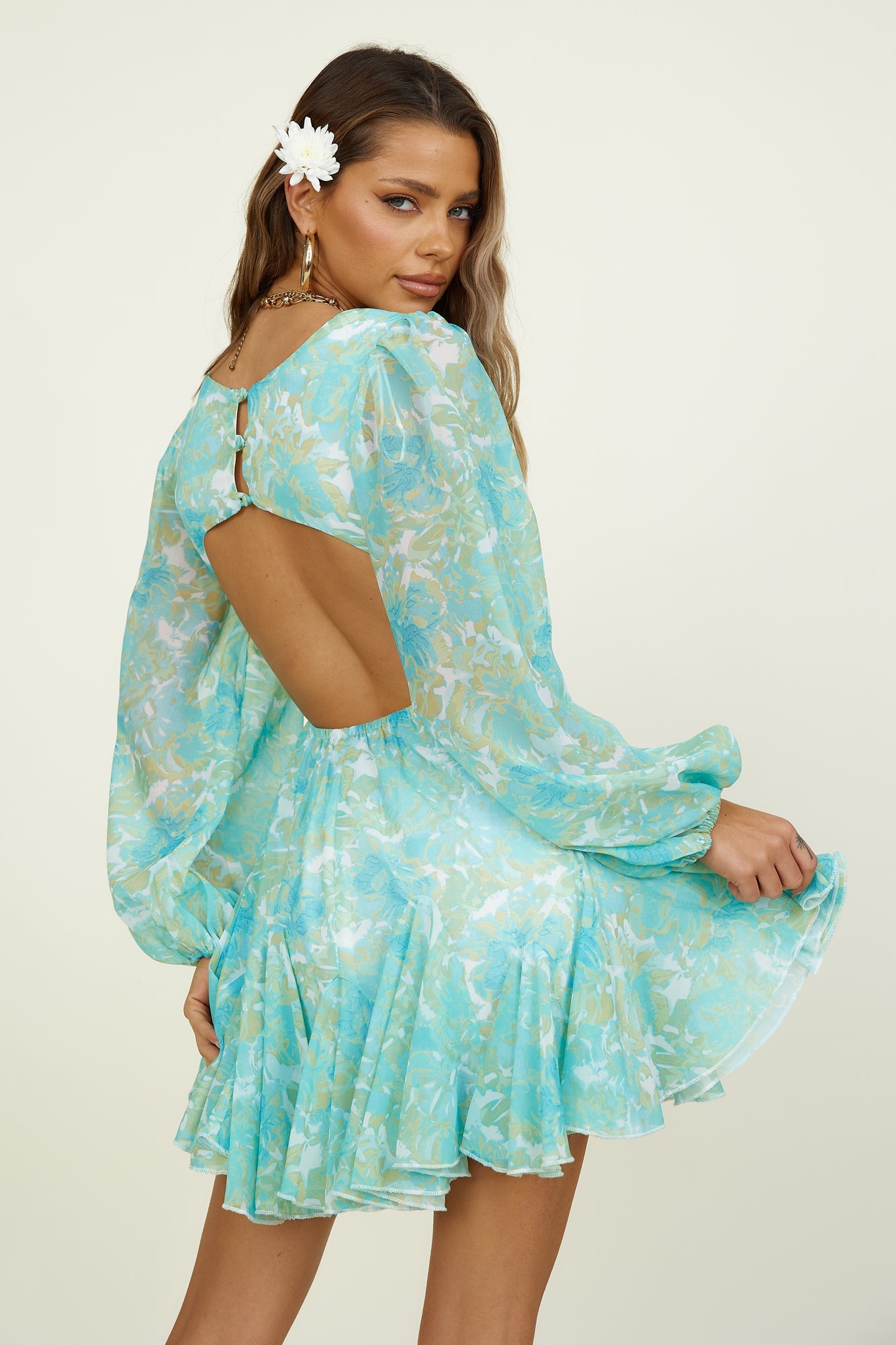 Breathe Slowly Dress Blue