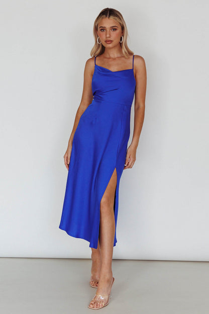Suki Front Split Midi Dress Royal Blue