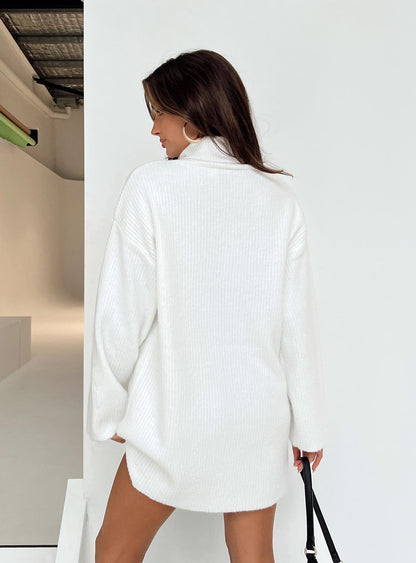 Sonelle Long Sleeve Knit Mini Dress White