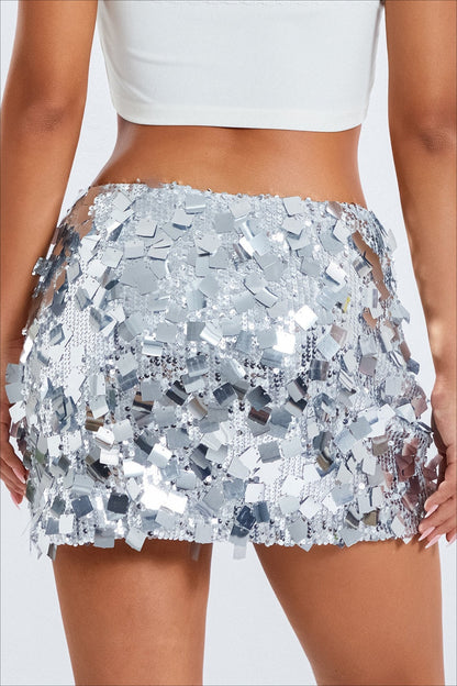 Iridescent Sequin A-Line Bodycon Skirt