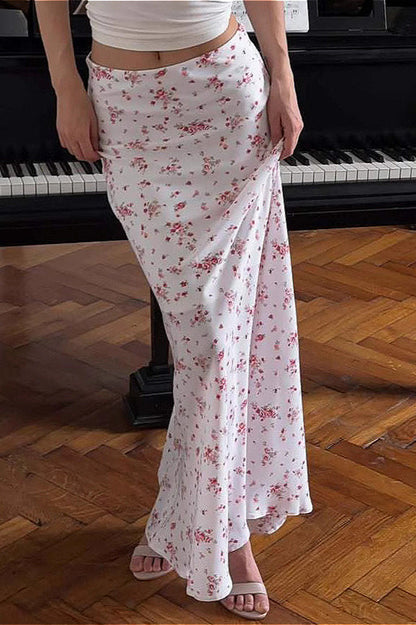 Floral Slim Mermaid Midi Skirt