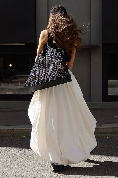 Cotton Tulip Hem Asymmetric Skirt