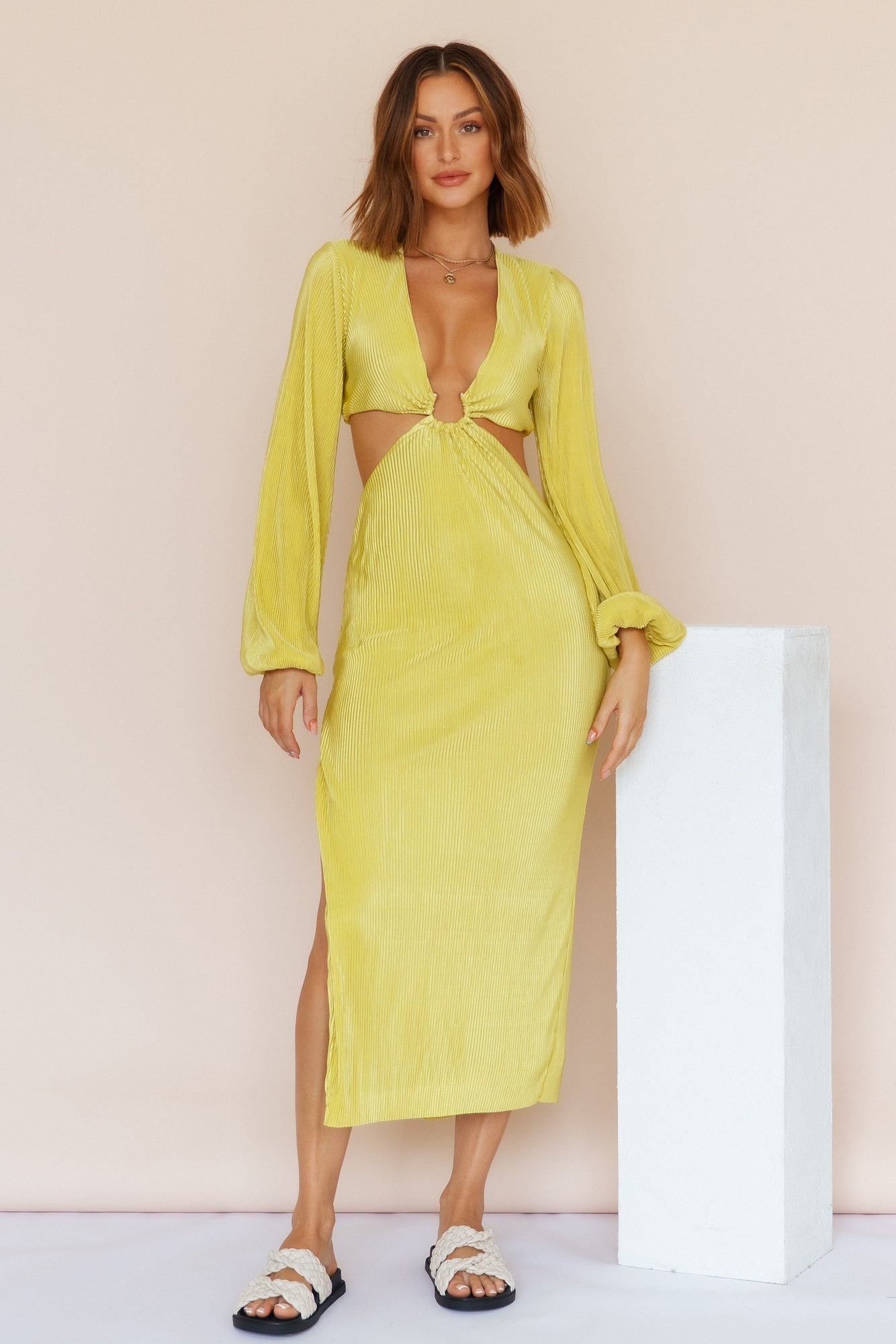 RUNAWAY THE LABEL Freja Midi Dress Citrus