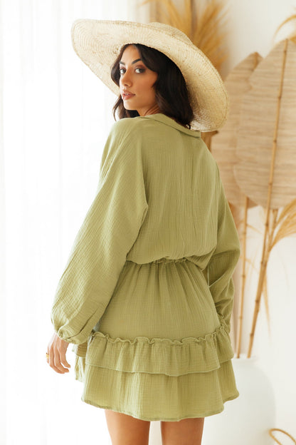 Peach Sunsets Dress Green