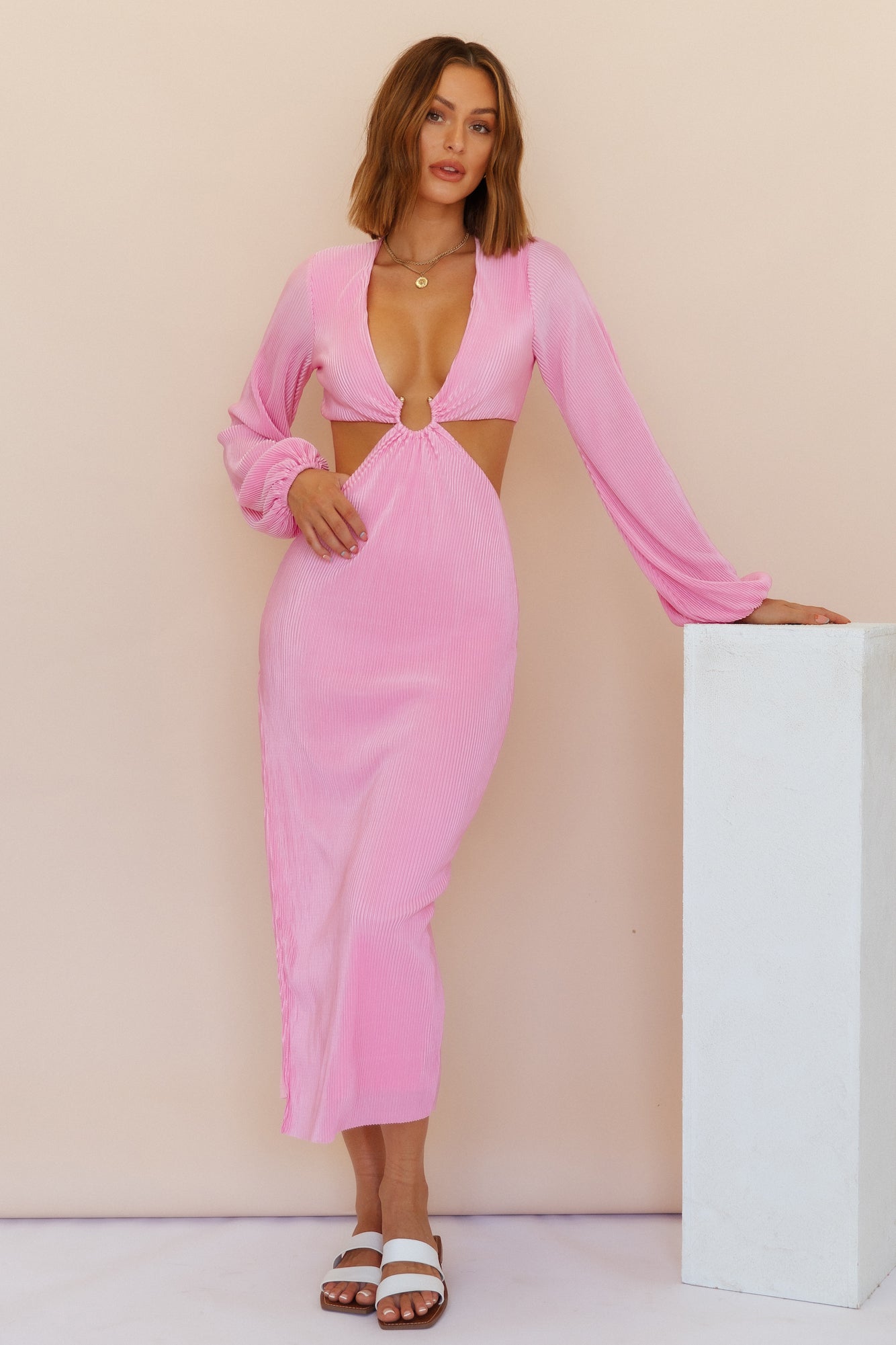 RUNAWAY THE LABEL Freja Midi Dress Bubblegum
