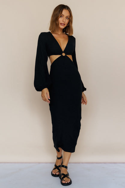 RUNAWAY THE LABEL Honor Midi Dress Black