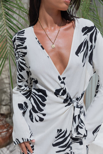 Island Time Only Long Sleeve Mini Dress Natural