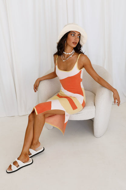 Head Start Midi Dress Orange