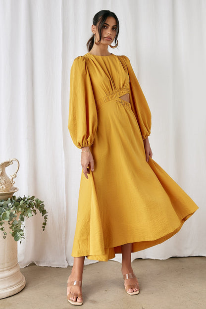 Up All Night Maxi Dress Mustard
