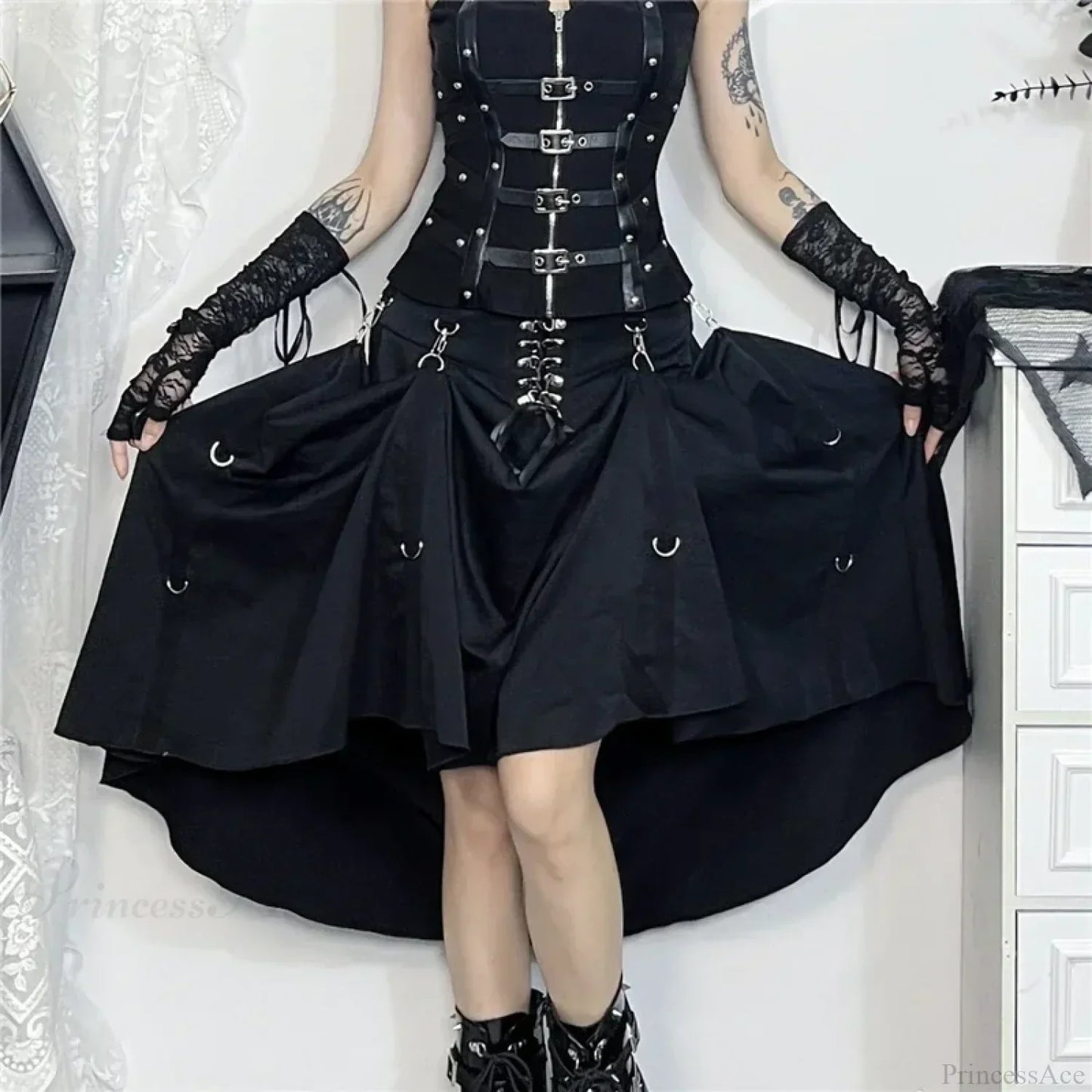 Acubi Black Swing A-line Skirt