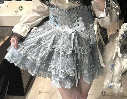 Delicate Frill Ribbon Mini Skirt