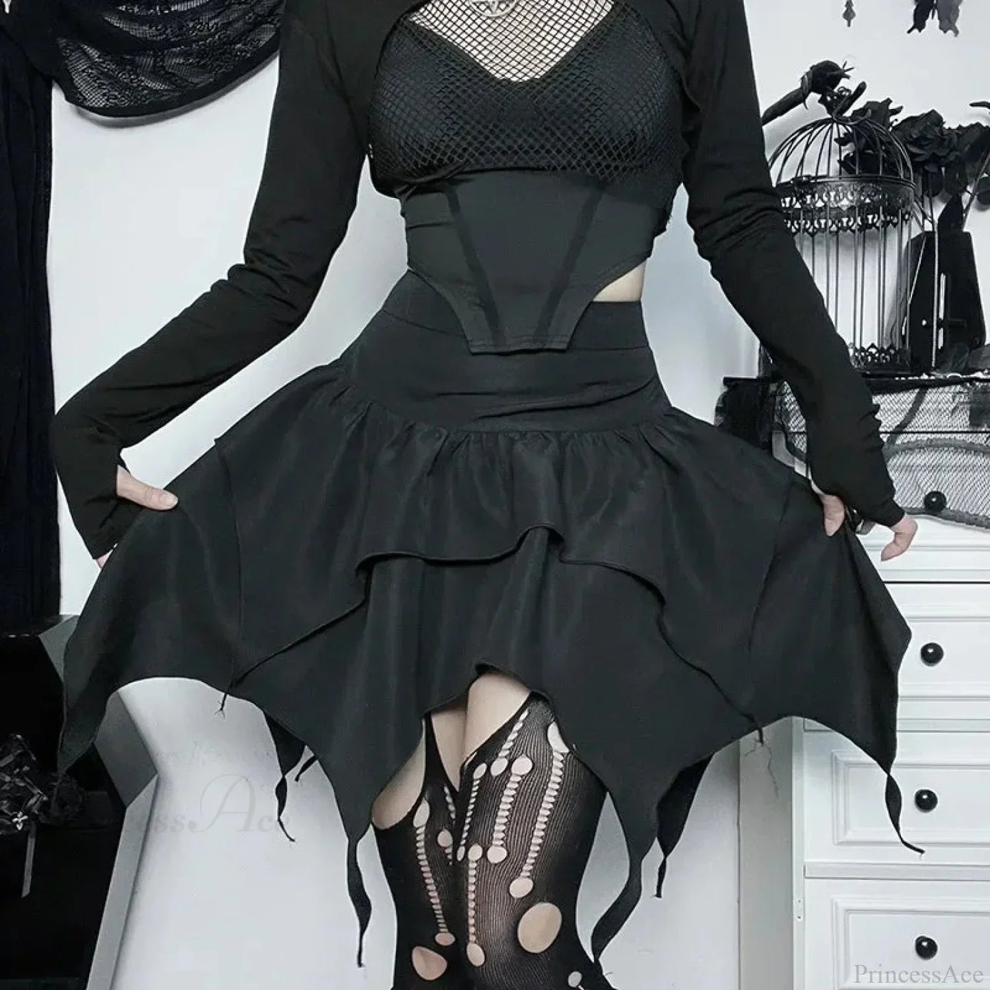 Drawstring Mini Skirt