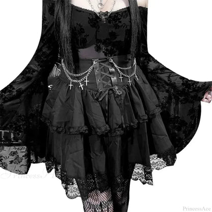 Drawstring Ruffle Fairycore Skirt