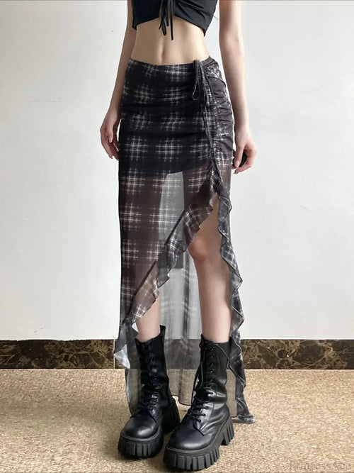 Drawstring Transparent Skirt