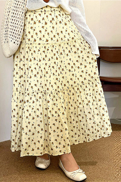 Plus Size Floral High Waist Tiered Skirt