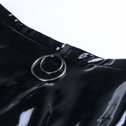Faux Leather Hollow Out Skirt