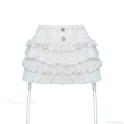 High Waist Cake Lace Vintage Skirt