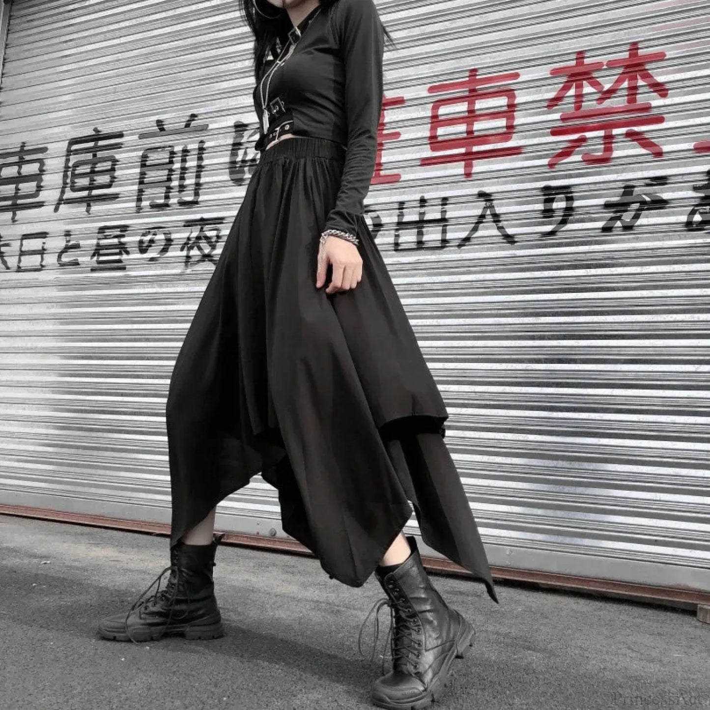 Irregular High Waist Long Skirt