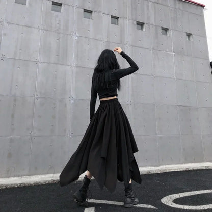 Irregular High Waist Long Skirt