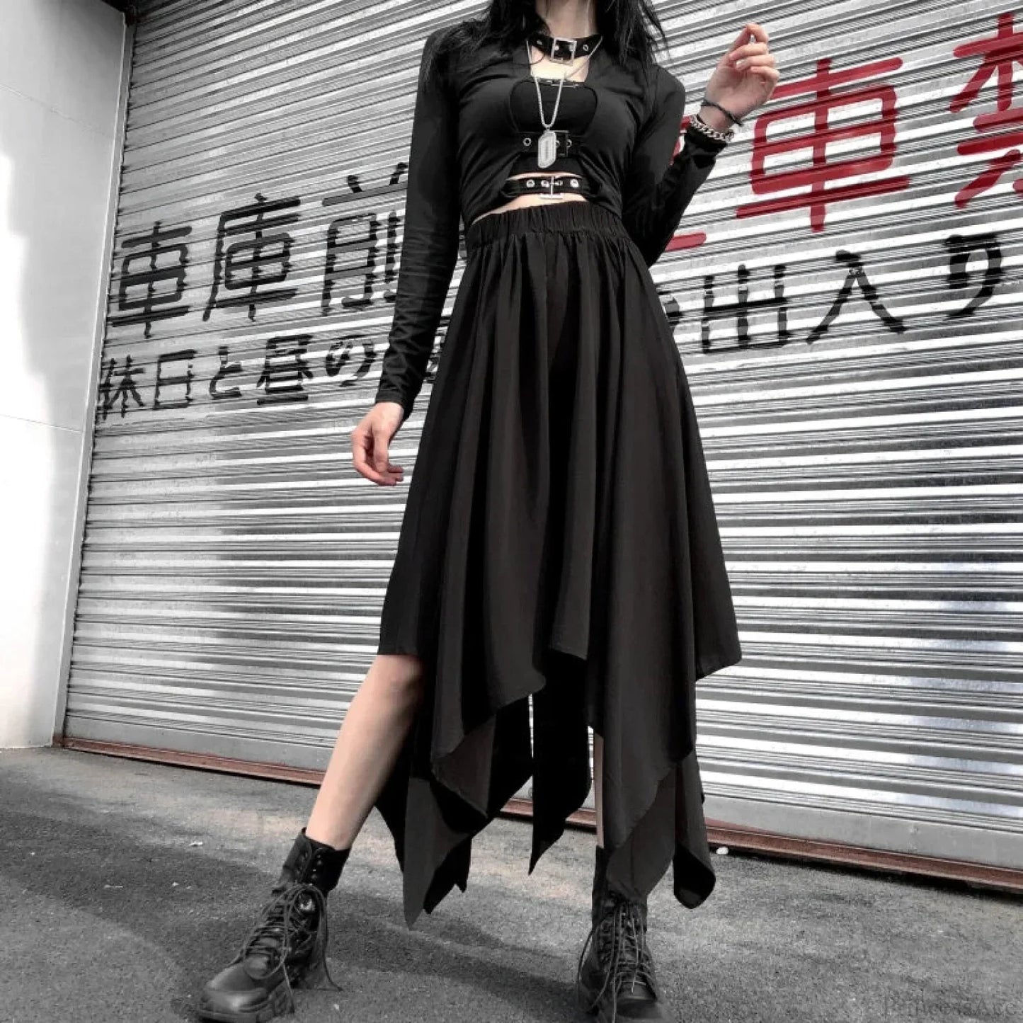 Irregular High Waist Long Skirt