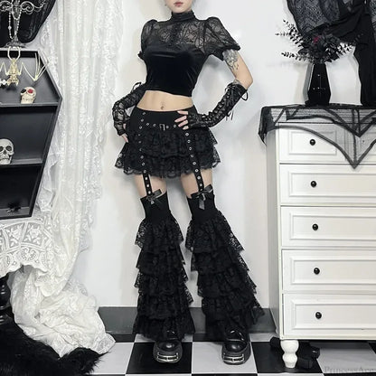 Lace Layered Eyelet Mini Skirt