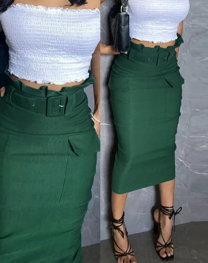 Motorcycle PU Leather Split Skirt