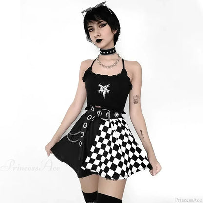 Plaid Patchwork Pleated Mini Skirt