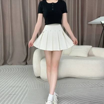 Rivet Pleated A-line Street Skirt