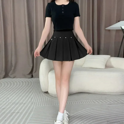 Rivet Pleated A-line Street Skirt