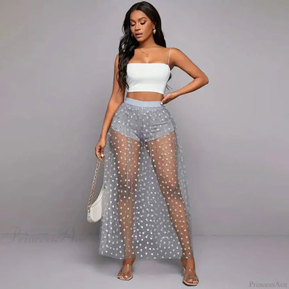 See Through Lace Maxi Party Skirt