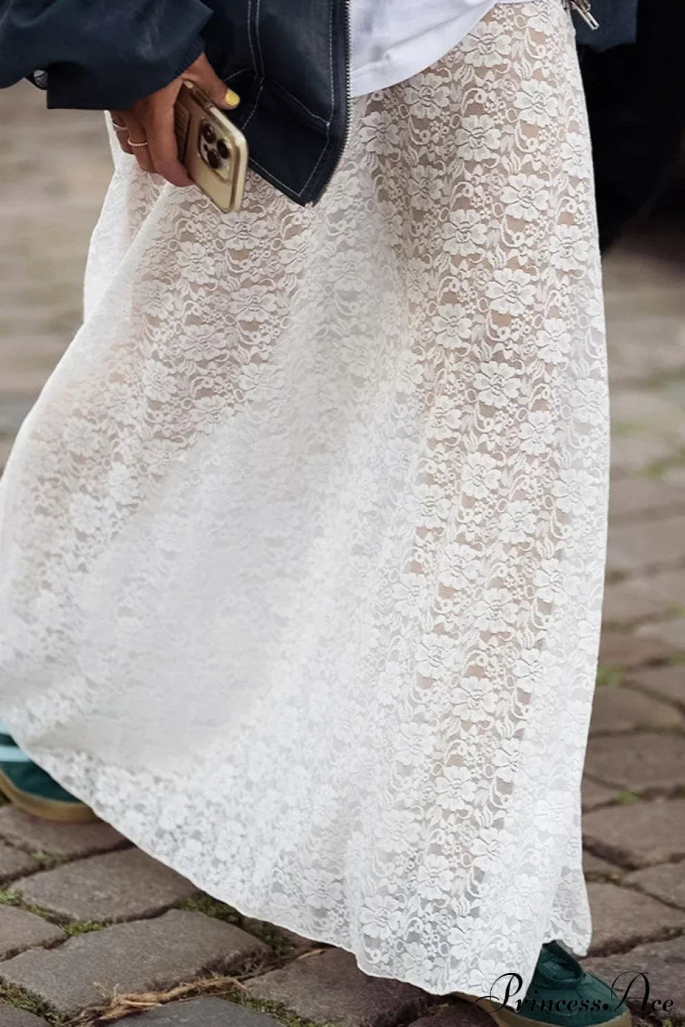 Sexy Sheer Floral Jacquard Long Skirt