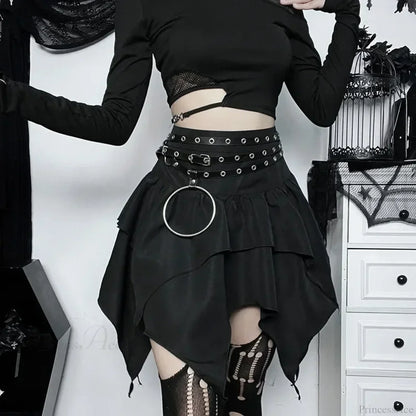 Solid Drawstring Ruched Mini Skirt