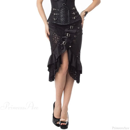 Victorian Satin Lace Floral Skirt